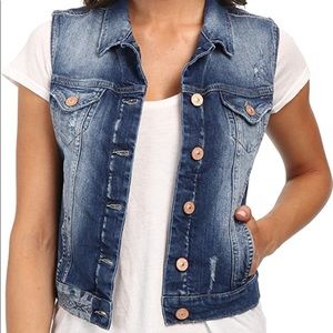 NWOT Mavi Jeans Small sleeveless faded jean jacket
